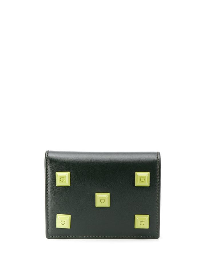 Salvatore Ferragamo Stud-embellished Mini Wallet - Black