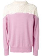 Sacai Cable Knit Detail Jumper - Pink & Purple