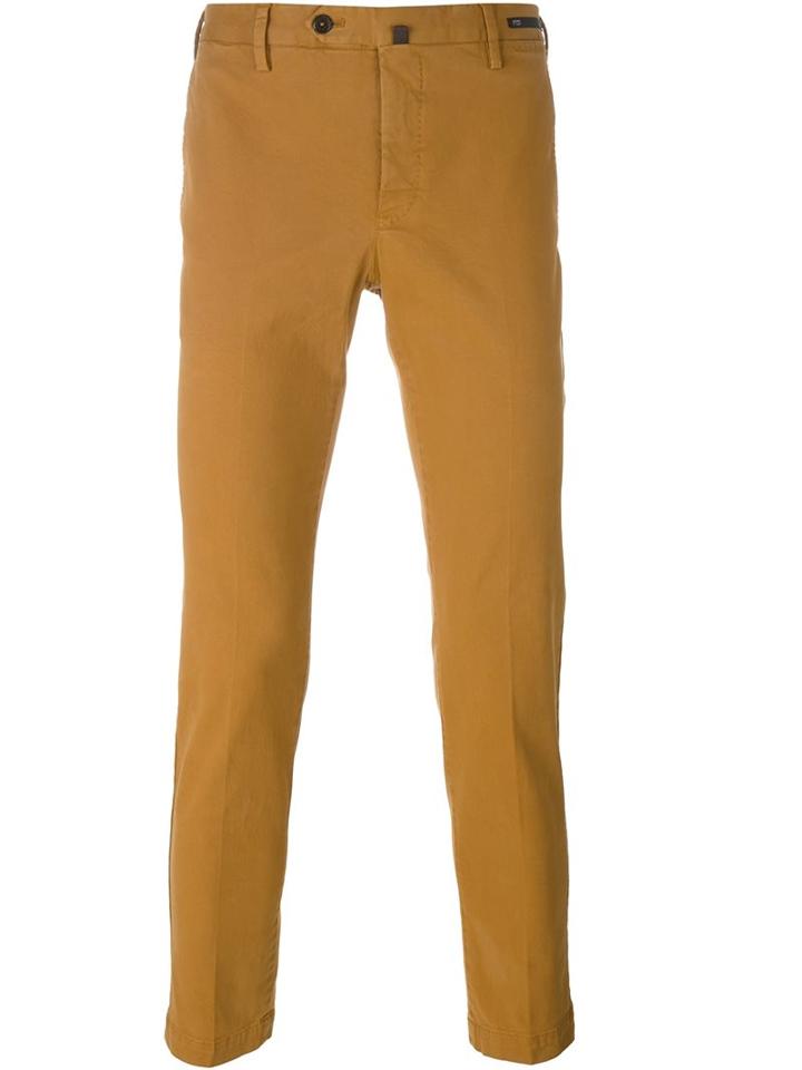 Pt01 Slim-fit Chinos, Men's, Size: 50, Yellow/orange, Cotton/spandex/elastane