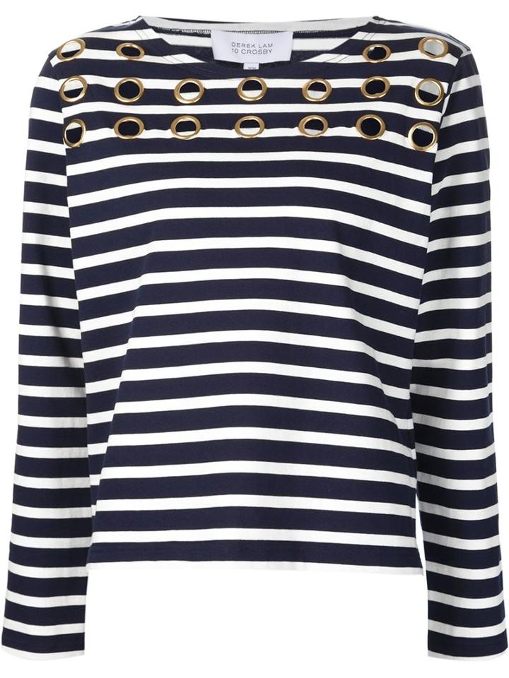 Derek Lam 10 Crosby Striped Eyelet Sweater