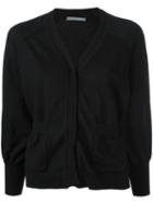 Alberta Ferretti Cropped Buttoned Cardigan, Women's, Size: 44, Black, Virgin Wool