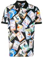 Love Moschino Mixed Post Cards Print Polo - Black
