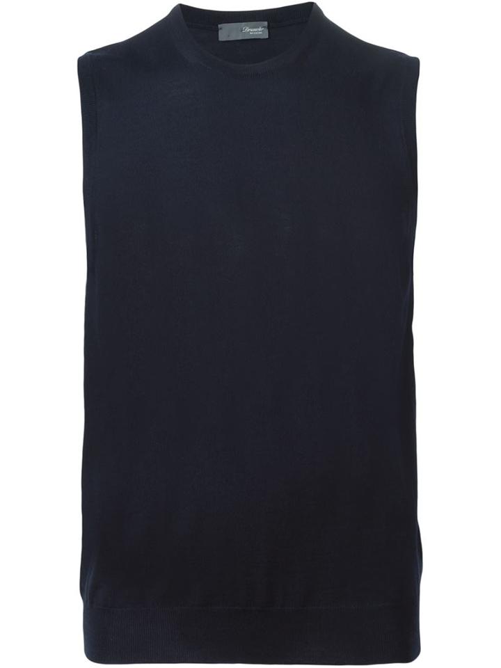 Drumohr Sleeveless Fine Knit Sweater, Men's, Size: 56, Blue, Merino