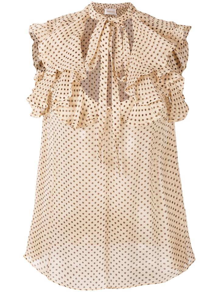 Zimmermann Tie-neck Polka Dot Blouse - Nude & Neutrals