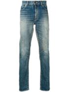 Saint Laurent Distressed Faded Slim Jeans - Blue