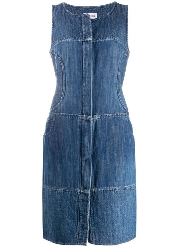 Chanel Vintage Denim Pinafore Dress - Blue