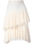 Philosophy Di Lorenzo Serafini Jacquard Layered Pleated Skirt, Women's, Size: 42, Nude/neutrals, Cotton/polyamide/polyester