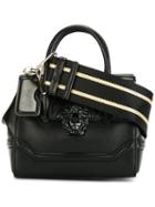 Versace Mini Palazzo Empire Crossbody Bag, Women's, Black, Calf Leather/virgin Wool/viscose/cashmere