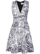 Prabal Gurung V Neck Print Skater Dress
