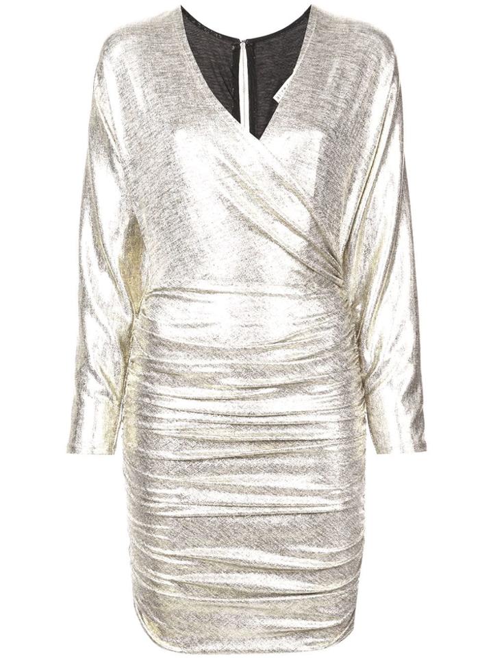 Alice+olivia Ruched Midi Dress - Silver