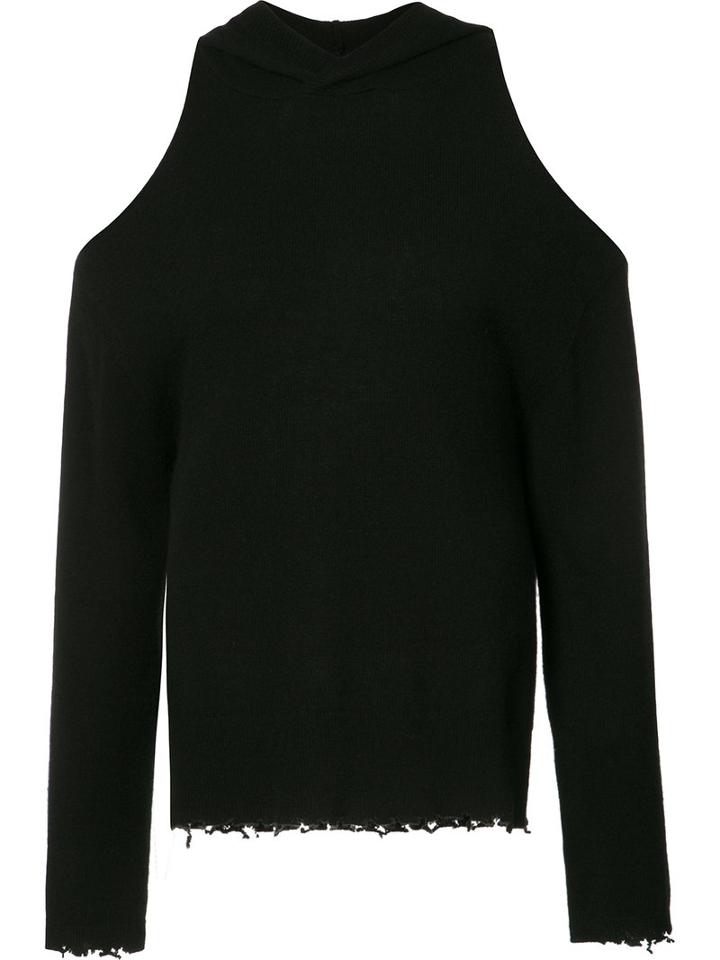Rta - Cold-shoulder Hooded Jumper - Women - Cashmere - M, Black, Cashmere