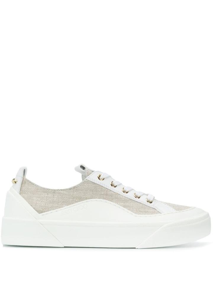 Jimmy Choo Lace-up Panelled Sneakers - White