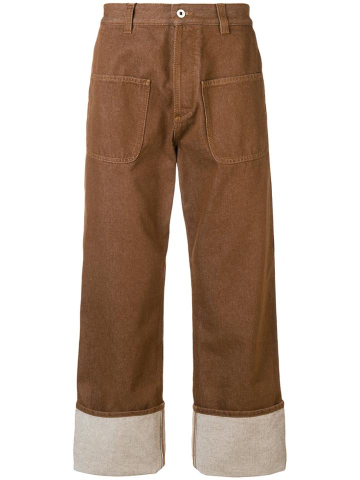 Loewe Turn-up Hem Wide Leg Trousers - Brown