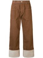 Loewe Turn-up Hem Wide Leg Trousers - Brown