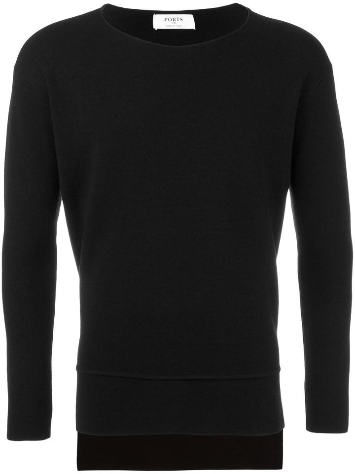 Ports 1961 Scoop Neck Jumper, Men's, Size: Small, Black, Polyester/wool