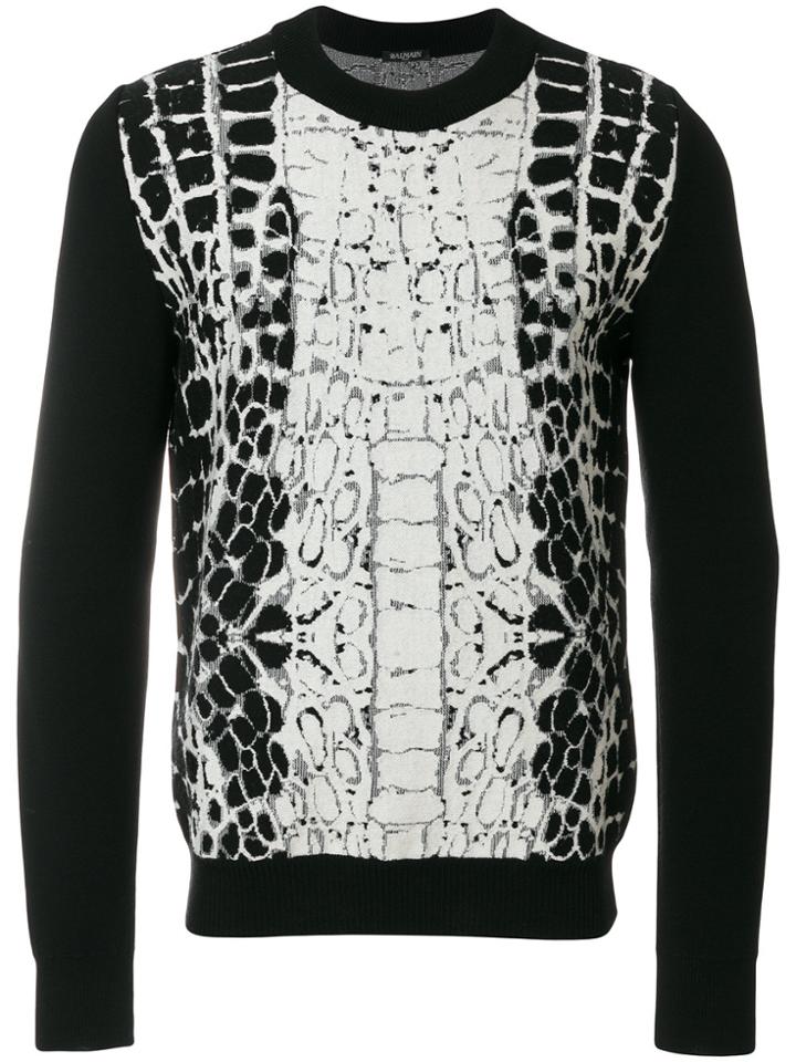 Balmain Crocodile Pattern Jumper - Black