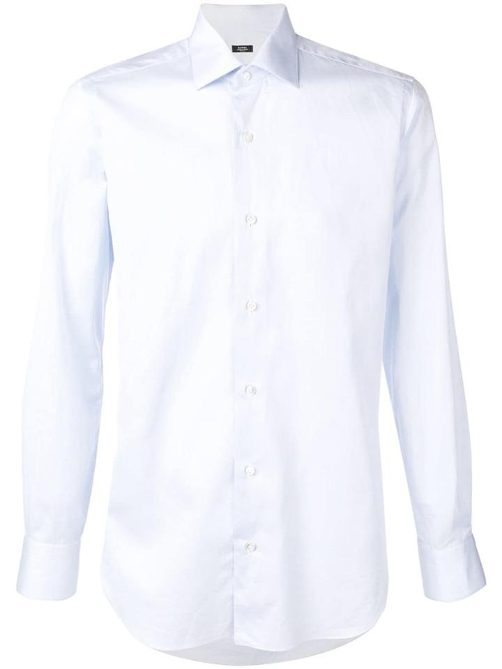 Barba Pinstripe Button Shoulder - Blue