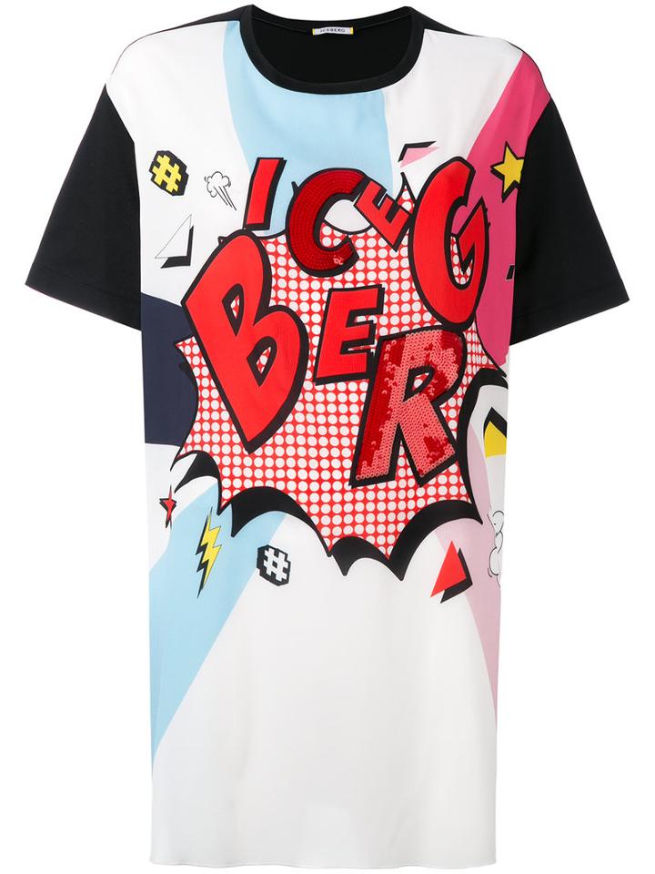 Iceberg - Branded Comic Print T-shirt Dress - Women - Cotton/polyester/pvc - 40, White, Cotton/polyester/pvc