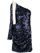 Msgm - Sequin One Shoulder Dress - Women - Polyester/spandex/elastane - 42, Blue, Polyester/spandex/elastane