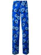 P.a.r.o.s.h. Floral Print Trousers, Women's, Size: Xs, Blue, Silk/spandex/elastane