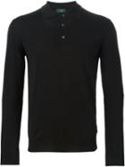 Zanone Long Sleeve Polo Shirt, Men's, Size: 52, Black, Polyamide/virgin Wool