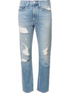 Brock Collection Distressed Slim Straight Leg Jeans, Women's, Size: 2, Blue, Cotton