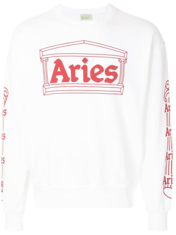 Aries Logo Print Sweatshirt - White