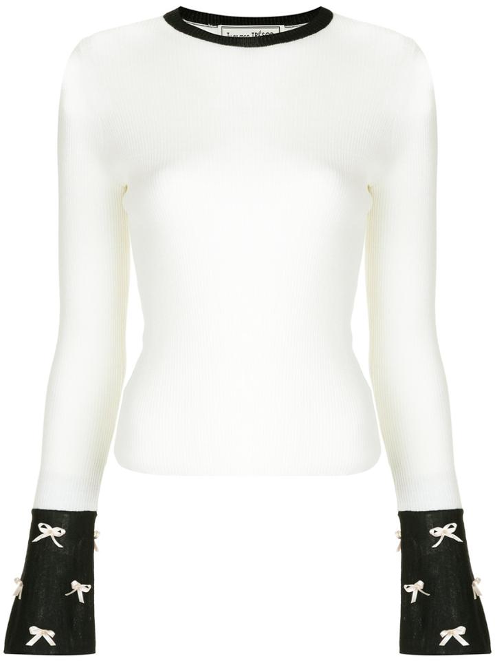 Tu Es Mon Trésor Flared Cuff Sweater - White