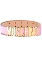 Moschino Logo Plaque Belt, Adult Unisex, Size: 90, Pink/purple, Leather