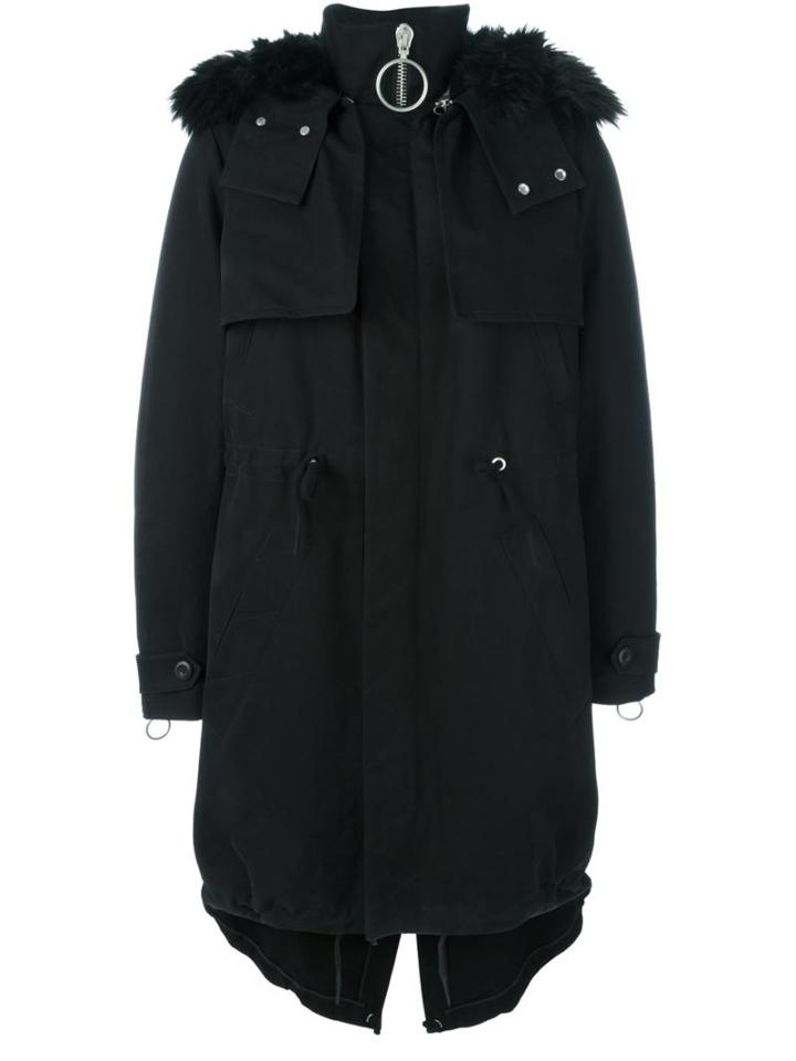 Off-white Hooded Parka, Men's, Size: Xs, Black, Cotton/viscose/acrylic/polyester