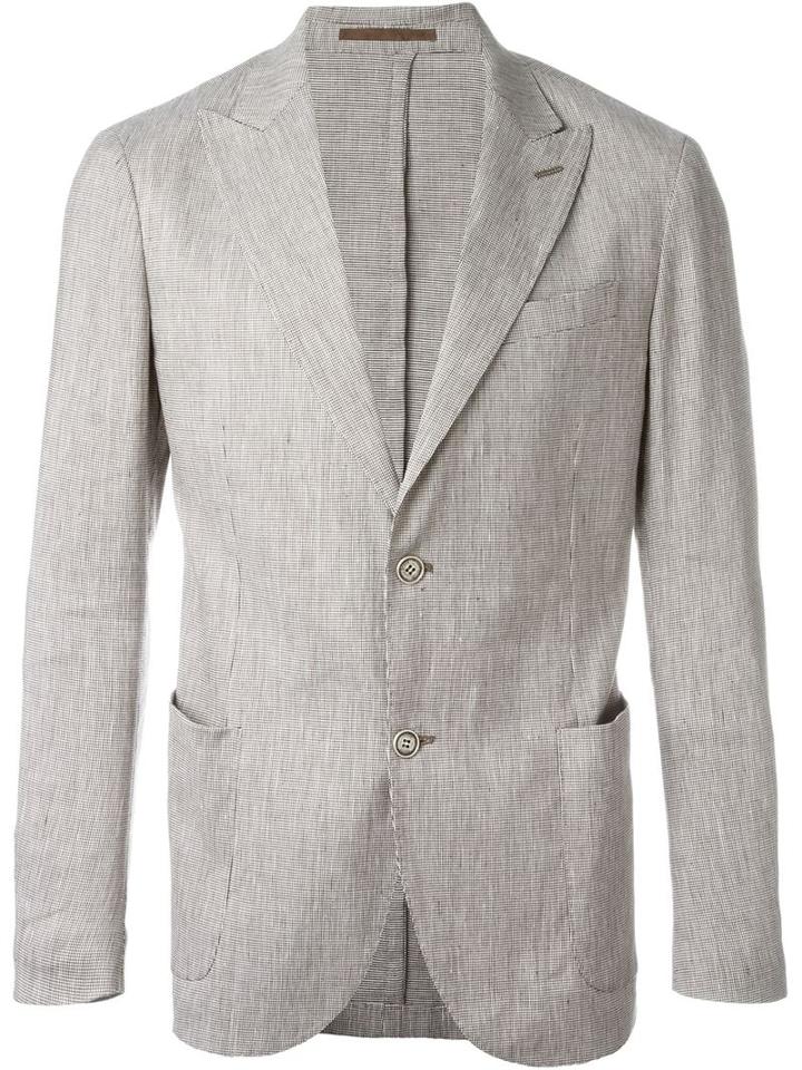Eleventy Two Button Blazer, Men's, Size: 52, Brown, Linen/flax/cotton/spandex/elastane