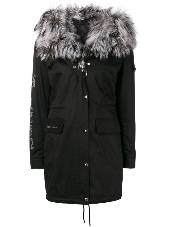 Philipp Plein Fur Lined Parka - Black