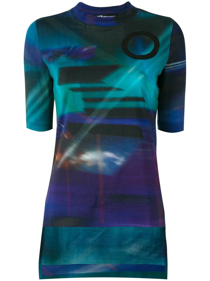Y-3 Aop T-shirt, Women's, Size: Xs, Blue, Cotton/spandex/elastane