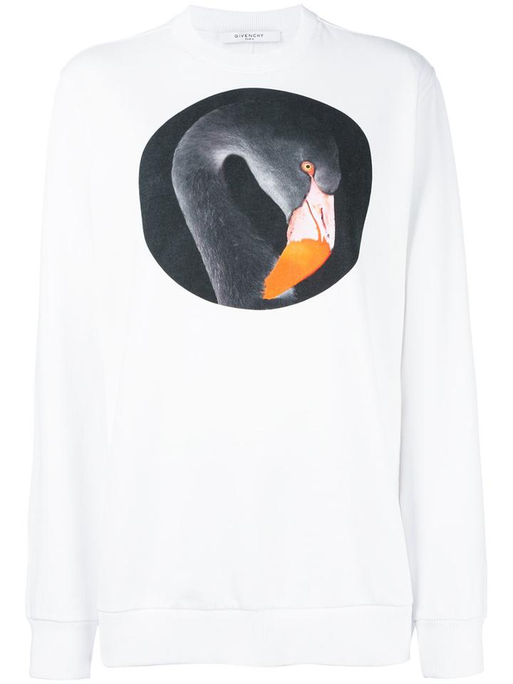 Givenchy Oversize Flamingo Print Sweatshirt, Women's, Size: Small, White, Cotton