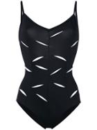 Laura Urbinati - Contrast Slash Swimsuit - Women - Polyamide/spandex/elastane - 44, Black, Polyamide/spandex/elastane