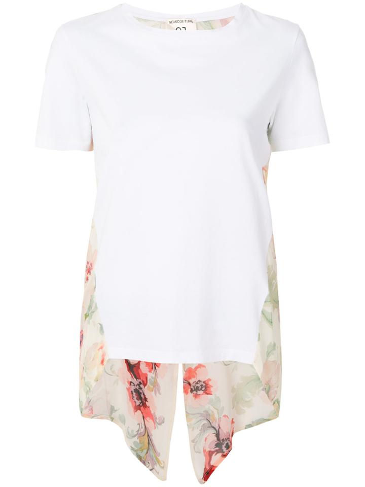 Semicouture Floral Panel T-shirt - White