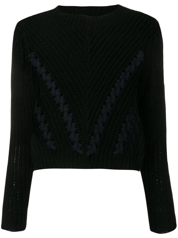 3.1 Phillip Lim Chevron Cropped Jumper - Black