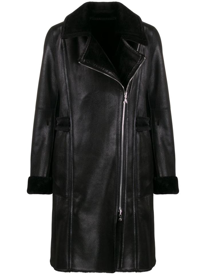 Patrizia Pepe Fitted Biker Coat - Black