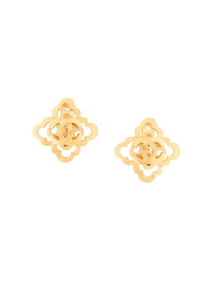 Chanel Pre-owned Clover Cc Earrings - Gold