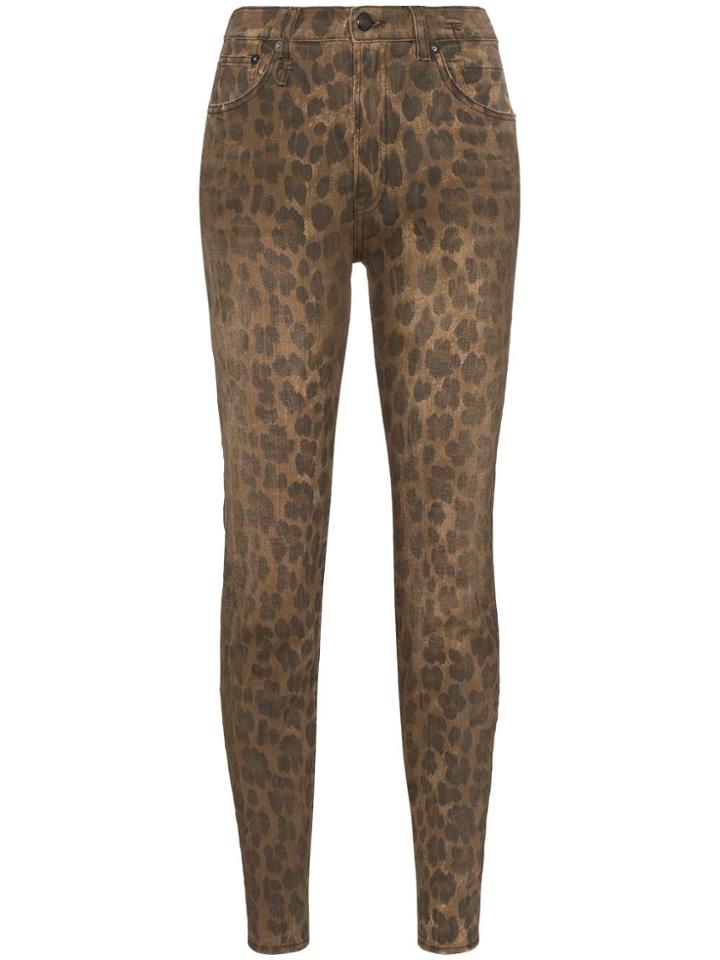 R13 High-waisted Leopard Print Skinny Jeans - Brown