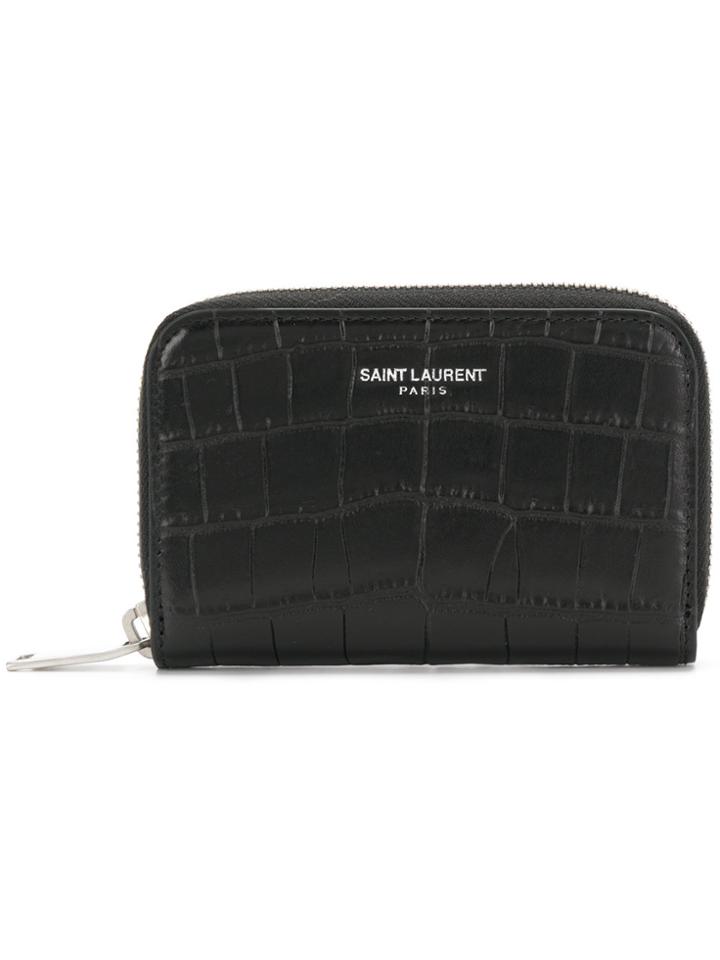 Saint Laurent Crocodile Embossed Wallet - Black