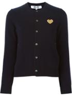 Comme Des Garçons Play Embroidered Heart Cardigan, Women's, Size: Small, Blue, Wool