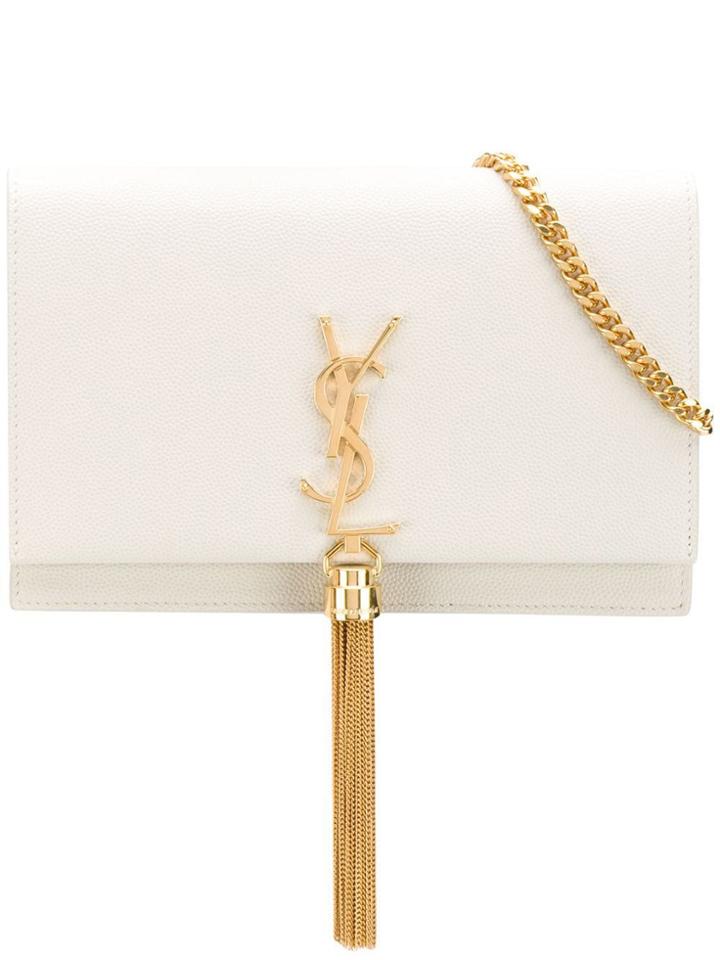 Saint Laurent Kate Tassel Chain Bag - White