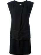 Armani Collezioni Front Pleat Panel Dress, Women's, Size: 44, Black, Silk/polyester/spandex/elastane