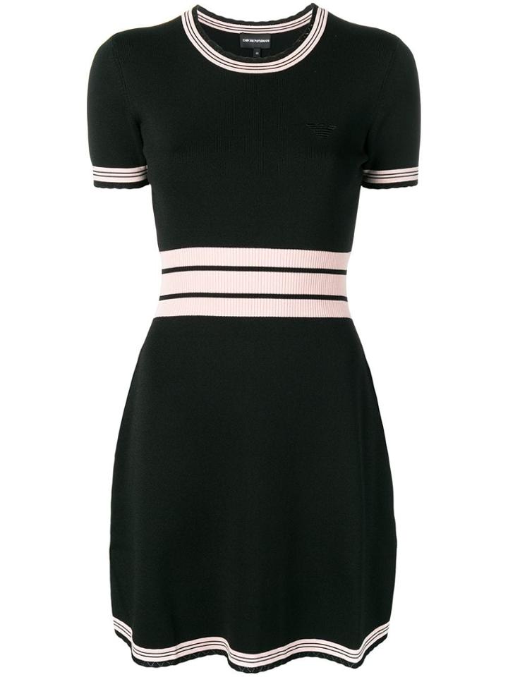 Emporio Armani Contrast Stripes Knitted Dress - Black