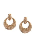Oscar De La Renta Rhinestone Statement Earrings - Gold