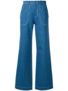 A.p.c. Contrast Stitch Flared Jeans - Blue
