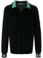Dolce & Gabbana Zip-up Logo Stripe Sweatshirt - Black