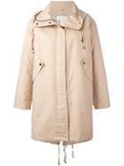 Helmut Lang Zipped Up Parka Coat, Women's, Size: Medium, Nude/neutrals, Cotton/sheep Skin/shearling/viscose