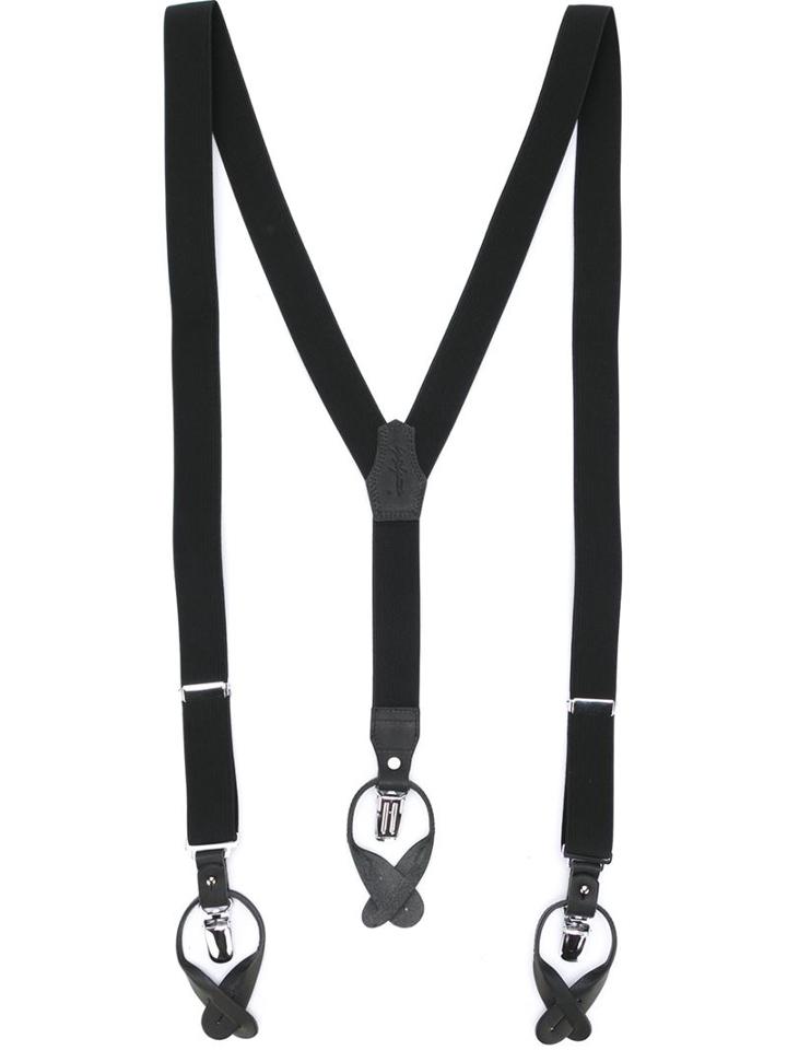 Yohji Yamamoto Adjustable Braces, Men's, Black, Rayon/polyurethane/leather